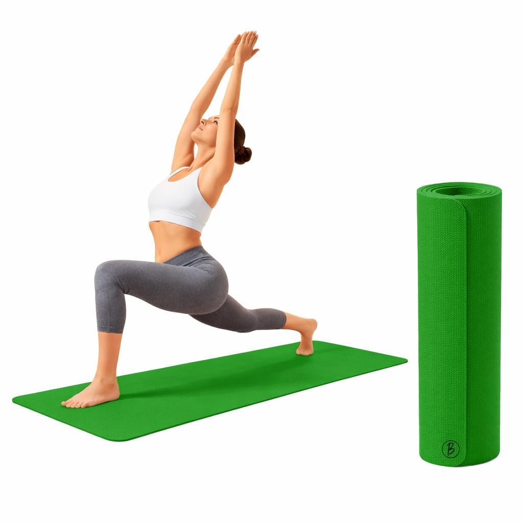 CRAE Premium EVA Yoga Mat for Women & Men | Anti-Slip Exercise & Gym Mat for Home Workouts | Lightweight & Durable | 4 mm (Green)