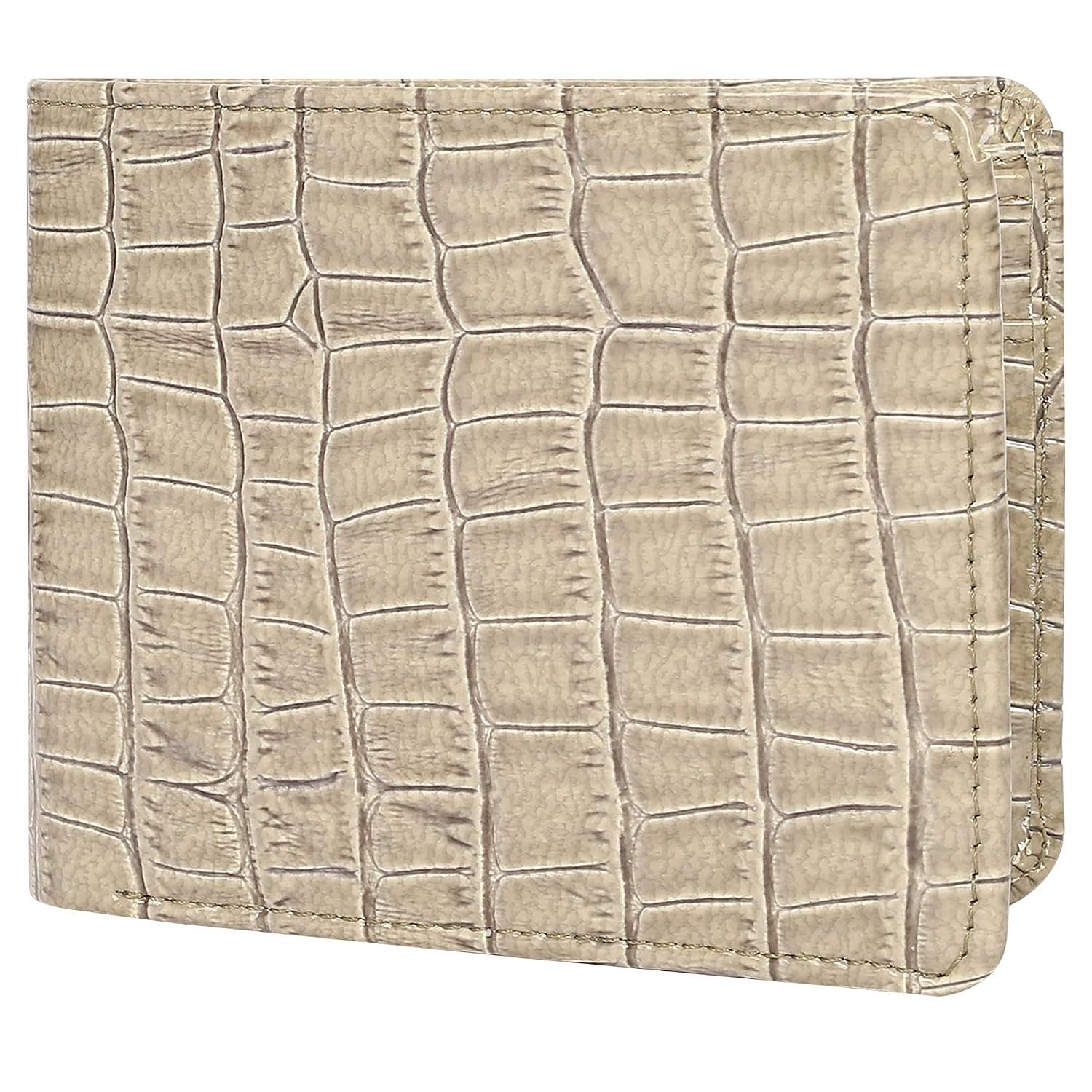 CREATURE Bi-Fold Blue Pu-Leather Wallet for Men/Boys with Multiple Card Slots(WL-062) (Off-Beige)