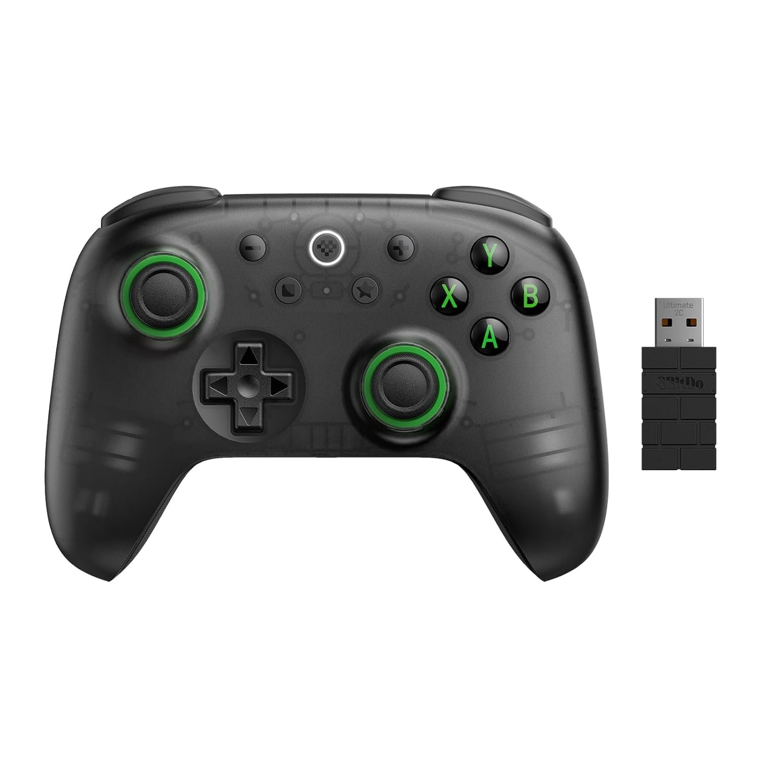 8Bitdo Ultimate 2C Wireless Controller for Windows PC and Android, with 1000 Hz Polling Rate, Hall Effect Joysticks and Triggers, and Remappable L4/R4 Bumpers (Purple) (Transparent Black)