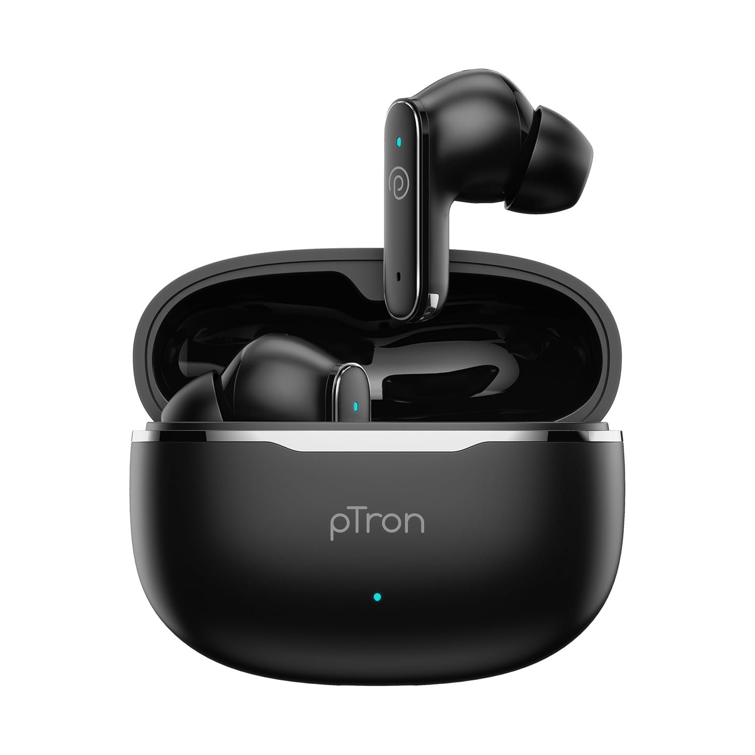 pTron Bassbuds Eon in-Ear TWS Earbuds w/ 13mm Drivers, 45Hrs Playtime, Dual HD Mic & TruTalk AI-ENC Calls, Custom EQ,Mobile App, Bluetooth v6.0 Headphones,Voice Assist., Type C Charging & IPX5