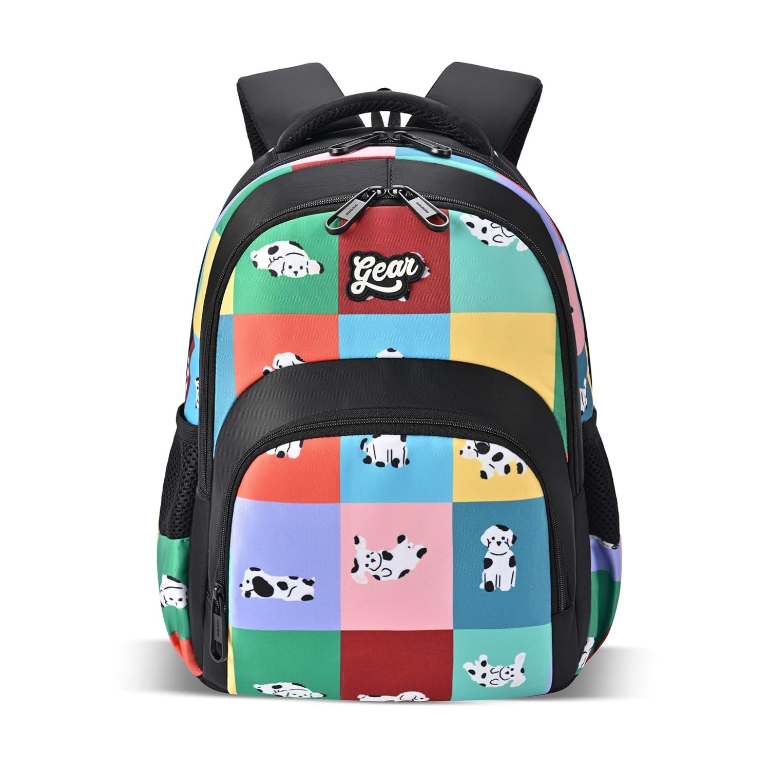 Gear Puffy 3 Compartment Backpack 15"/21L Small Water Resistant School Bag/Casual Backpack/Daypack/Kids Bag for Boys/Girls (Black-Green)