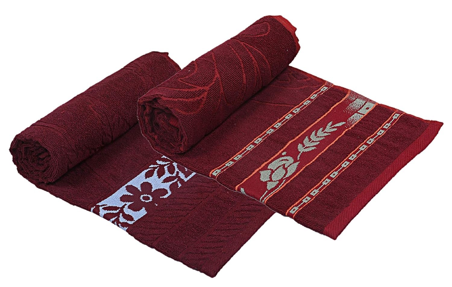Heart Home 100% Cotton 2 Pieces Bath Towel 27" x54� (Maroon) - CTHH1237