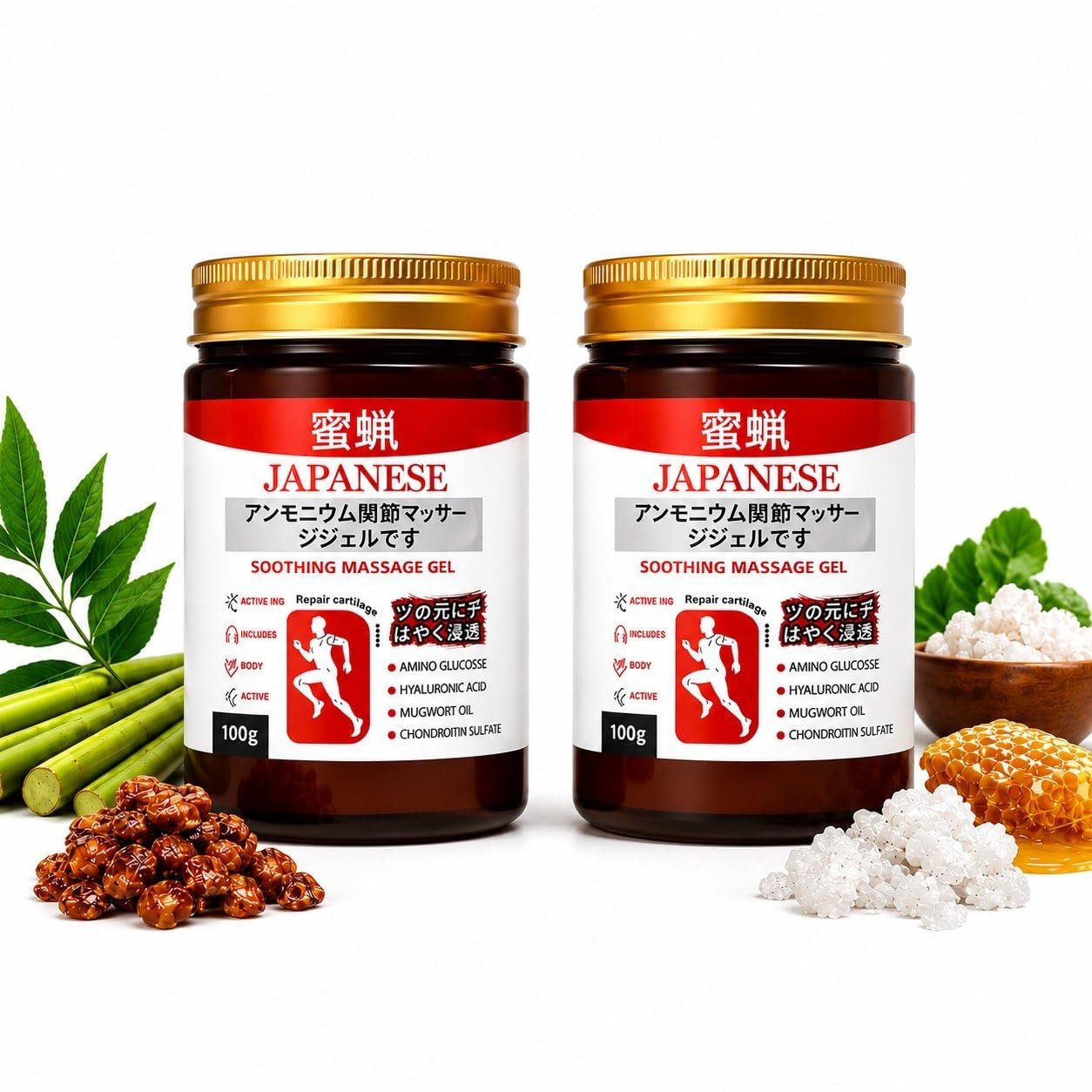 Japanese Instant Pain Relief Soothing Massage Gel | Fast-Acting Muscle & Joint Comfort | With Mugwort Oil, Camphor & Lactic Acid | Relief for Back, Neck, Shoulders & Knees (100 gm (Pack of