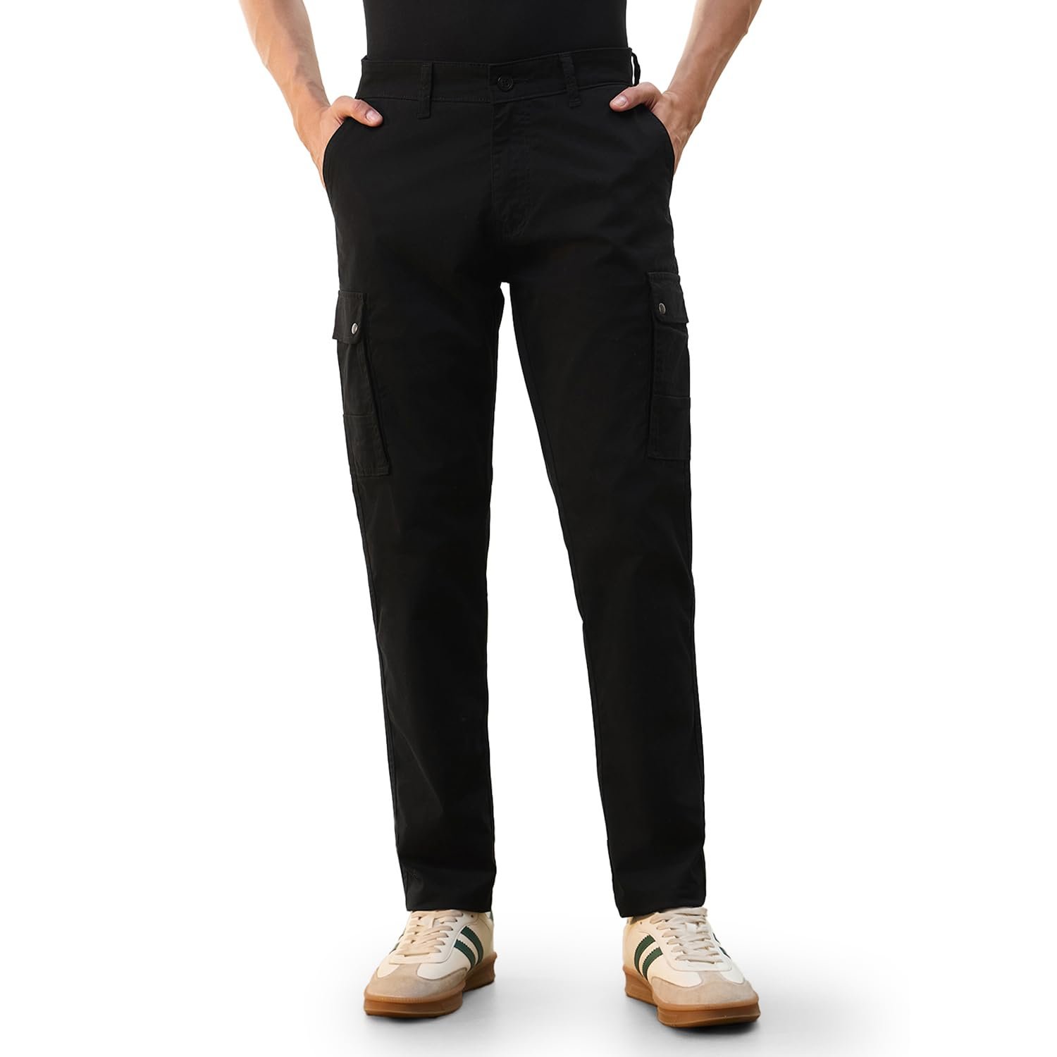 NOBERO Men's Classic Cargo Pants | Cargo Pants for Men | Regular Fit | Multiple Pockets | Durable Woven Fabric | Casual & Utility Wear