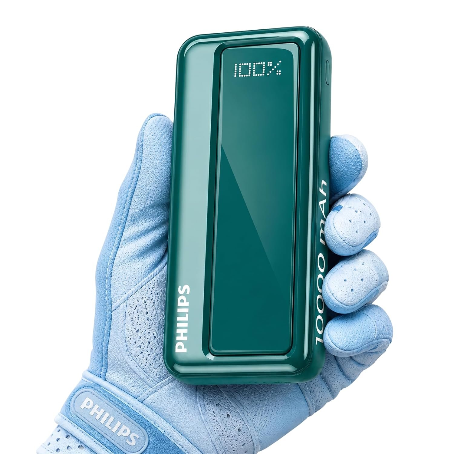 Philips 10000mAh 22.5W Fast Charging Power Bank (Deep Cyan) with Digital LED Display | Type-C & USB-A Input/Output | 3 Output Ports | Lithium Polymer Battery | Portable for Mobile, Tablet & Ea