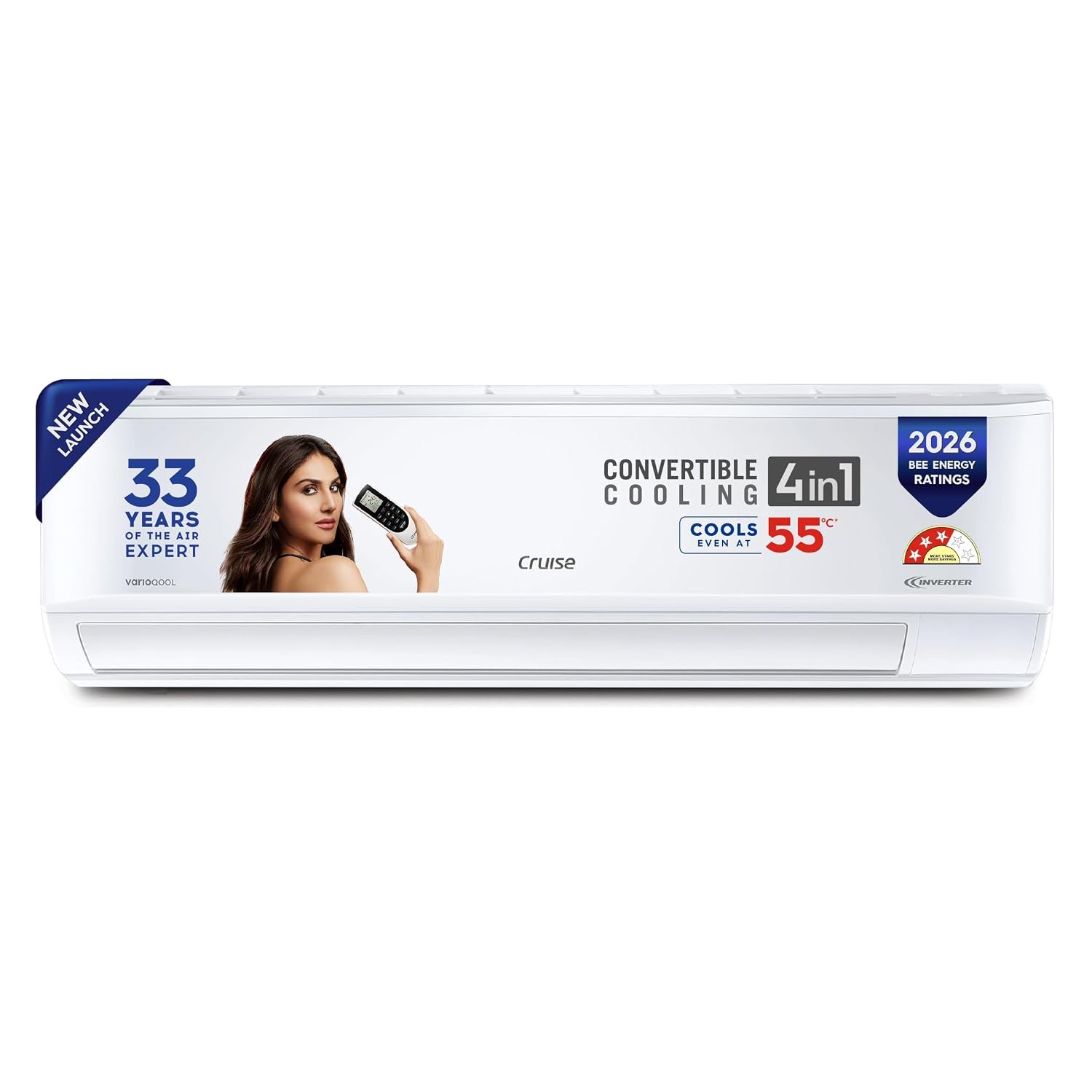 Cruise 2 Ton 3 Star Inverter Split AC (CWCVBM-VQ1D243, White) | Fast Cooling at 55 °C | 2026 New Energy Rated |100% Copper | Convertible 4-in-1 | PM2.5 Filter | Long Airflow