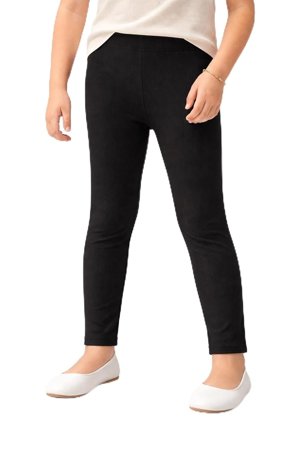 Amazon Brand - Symbol Girl's Cotton Ribbed Stretchable Leggings | Ankle Length | Aged 2-14 Years