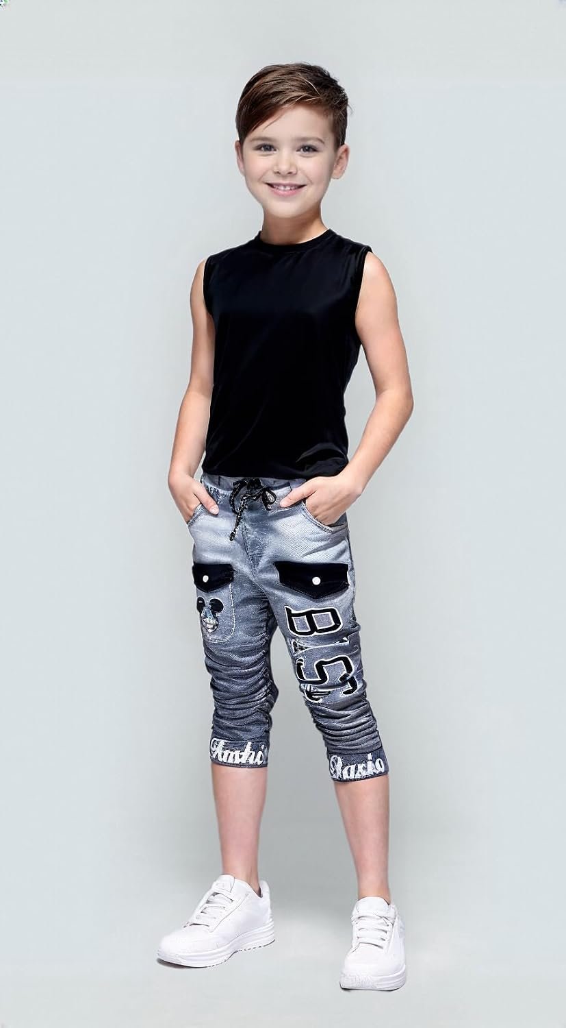 Baby Kids Casual Joggers Trendy Denim Jogger Jeans.Daily Jeans for Kids,Boys.Casual Blue Jeans.Boys Denim Jeans.Funky Blue Jeans for Boys.