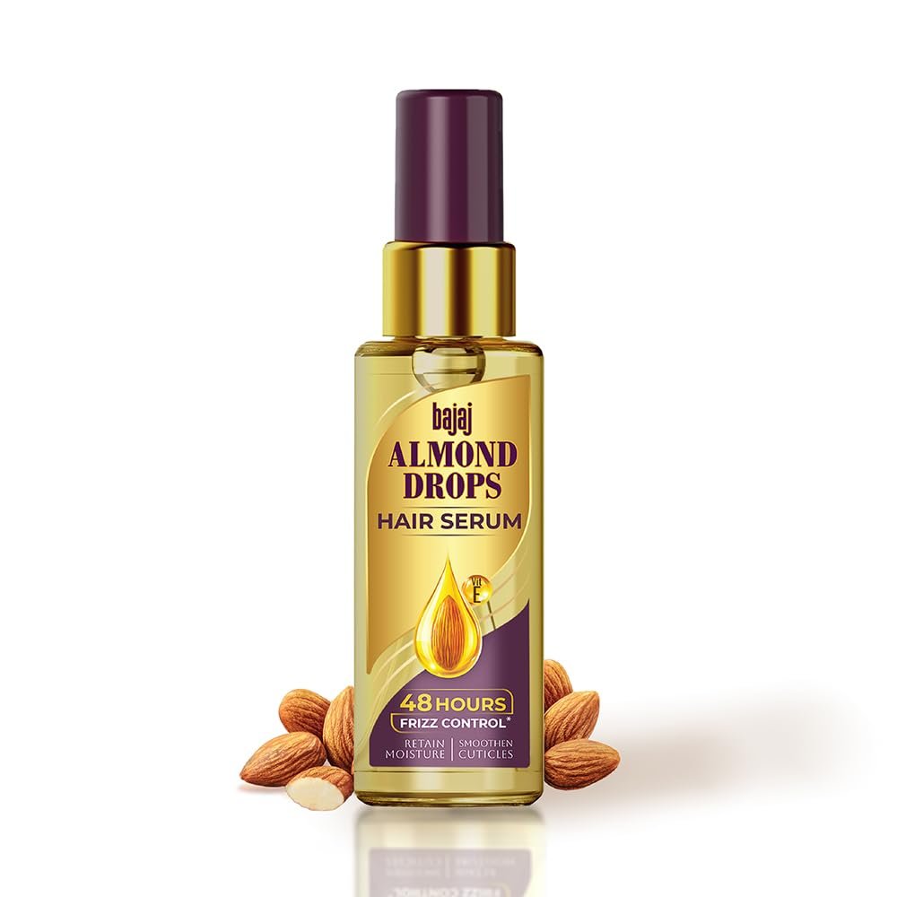 Bajaj Almond Drops Hair Serum 100 ml | With Almond Oil & Vitamin E | Nourishes Dry & Frizzy Hair