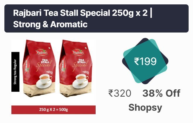 Rajbari Tea Stall Special 250g x 2 | Strong & Aromatic | Ideal for Hotel & Cafes | 500g Unflavoured Tea Pouch Price in India - Buy Rajbari Tea Stall Special 250g x 2 | Strong & Aromatic | 