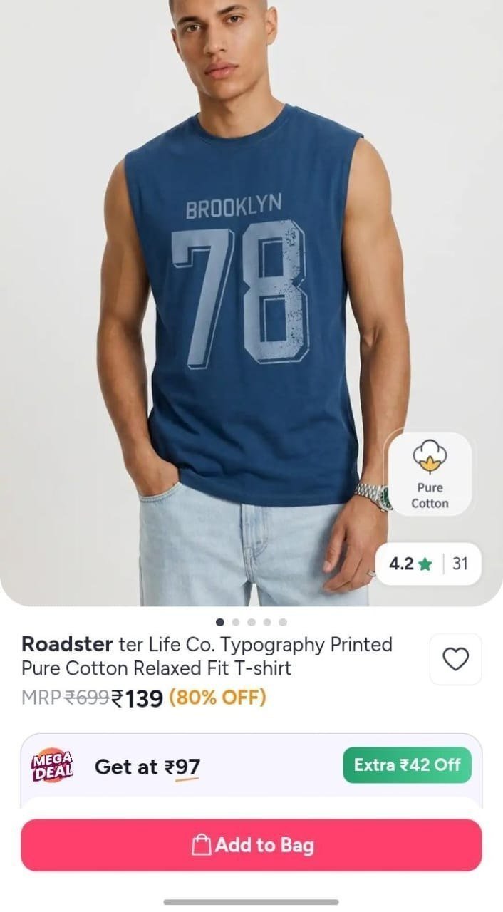 Buy The Roadster Life Co. Typography Printed Pure Cotton Relaxed Fit T Shirt -  - Apparel for Men