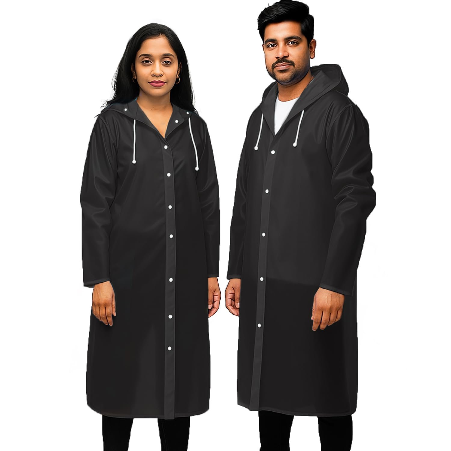 Pivalo EVA Rain Poncho for Men & Women – Lightweight Waterproof Raincoat with Hood, Adjustable Drawstring & Button Closure, Reusable Outdoor Rainwear for Men Women Boys & Girls (Universal 