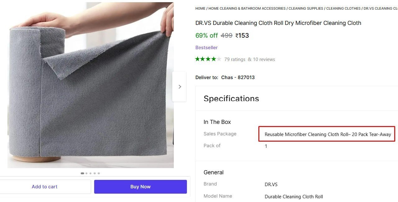 DR.VS Durable Cleaning Cloth Roll Dry Microfiber Cleaning Cloth Price in India - Buy DR.VS Durable Cleaning Cloth Roll Dry Microfiber Cleaning Cloth online at Shopsy.in