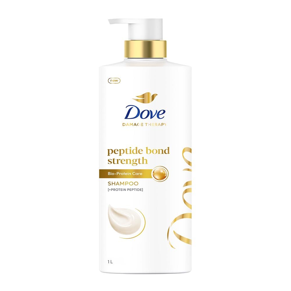 DOVE Peptide Bond Strength Shampoo, 1000 ml, for Dry & Damaged Hair, with Protein Peptides & Bio-Protein Care, Repairs Hair Bonds, 20X Stronger Hair, Vegan & PETA Approved