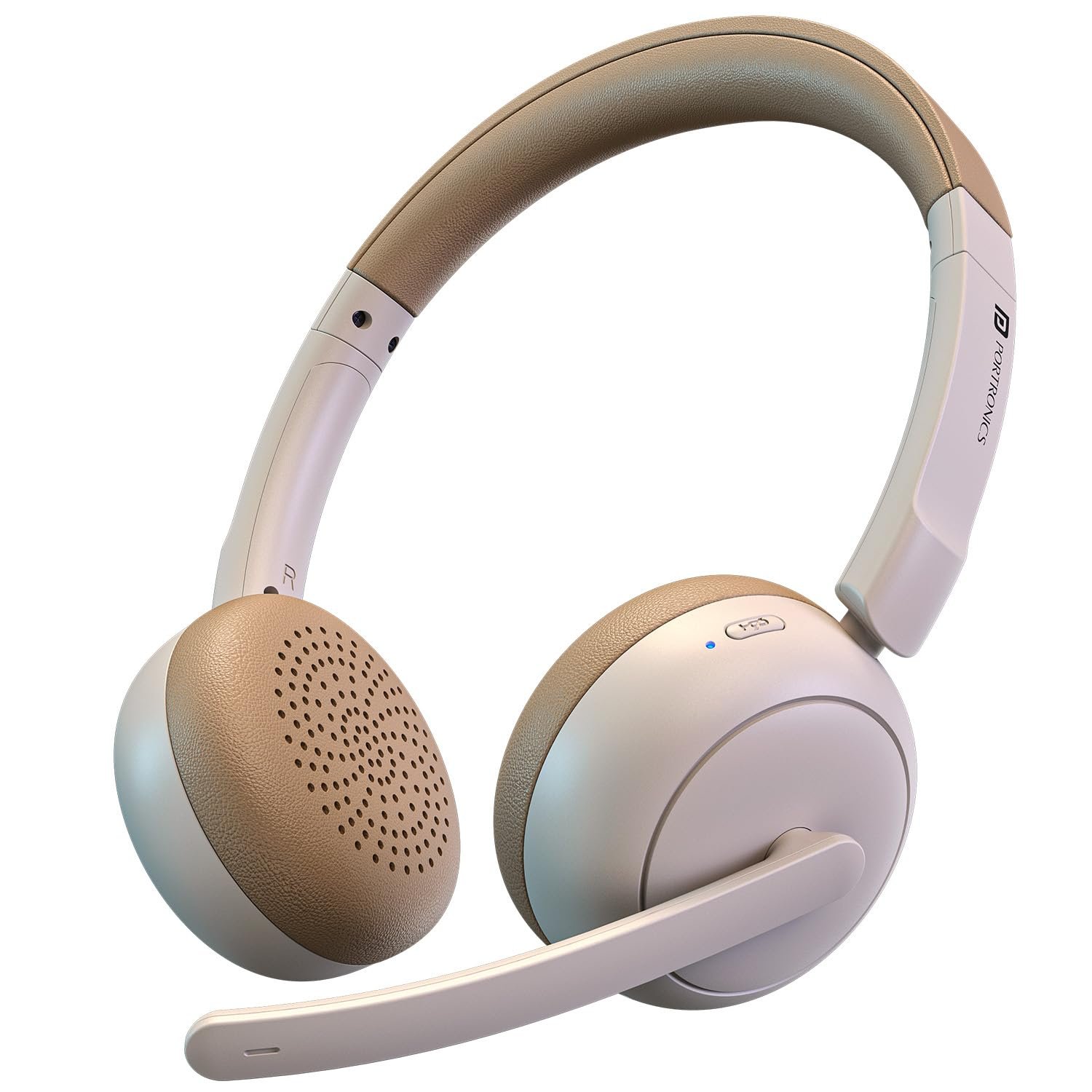 Portronics Muffs A3 On Ear Headphone with Inbuilt Flexible Boom Mic & Dual ENC Technology, Upto 50 Hours Playtime, Deep Bass, Bluetooth Version 6.0, 40mm Dynamics Driver, Type C Fast Charging(Beig