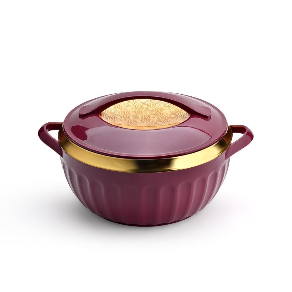 Asian Plastowares Dignity Casserole 1600ml | Premium Insulated Hotpot with Inner Steel Lid | Elegant Diwali Gift Set | Kitchen Storage Dinnerware Combo | Maroon