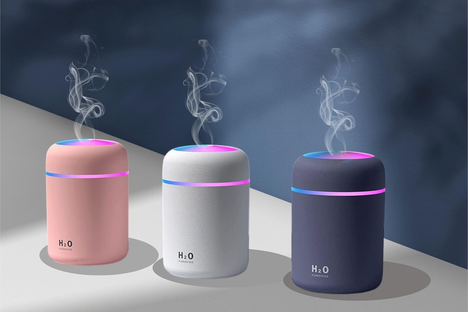 Desidiya H2O Diffuser with Colorful LED Lights for Home Office & Small Rooms, Portable Cool Mist Small Quiet Air Humidifier For Aroma Therapy, Ultrasonic Essential Oil Diffuser For Moisture (Rando