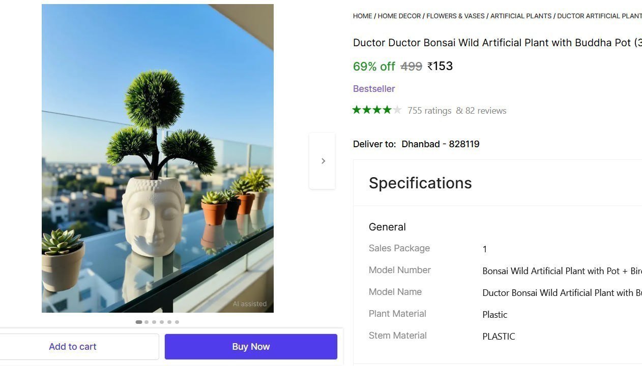 Ductor Ductor Bonsai Wild Artificial Plant with Buddha Pot (32 cm, Green) Bonsai Wild Artificial Plant  with Pot Price in India - Buy Ductor Ductor Bonsai Wild Artificial Plant with Buddha Pot (32 cm,