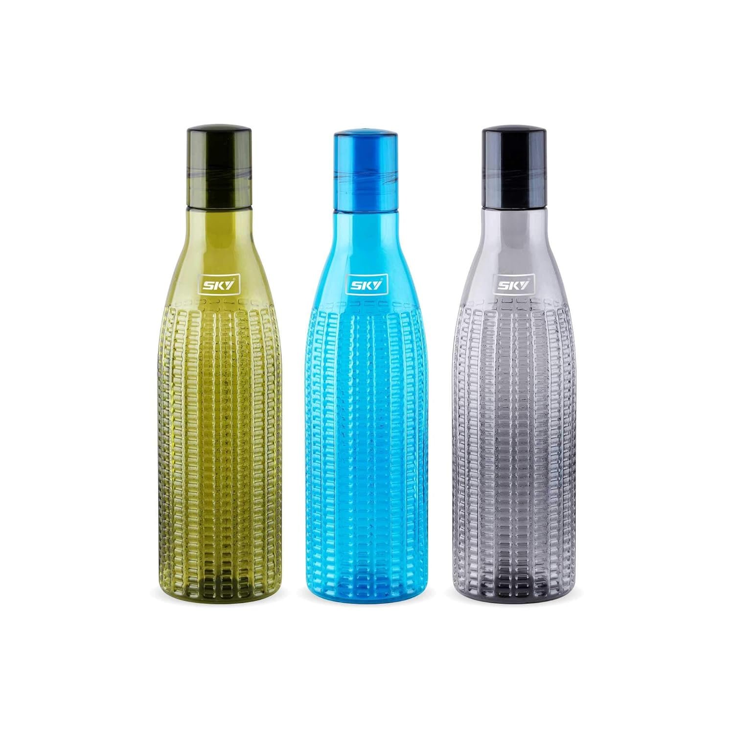 Sky Aqua Unbreakable PET Water Bottle, Set of 3,1000 ml,Multicolour (Set of 3)