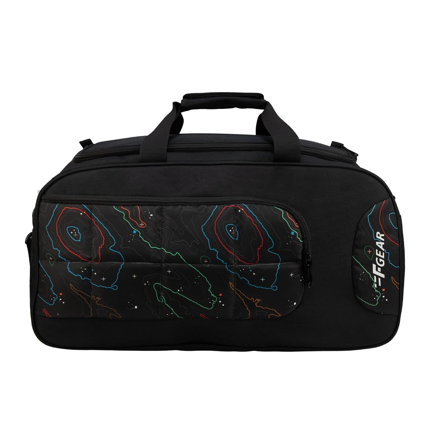 F Gear Enduro Topo Black 32L Travel Duffle Bag with Spacious Main Compartment, Front Pocket & Wet Pocket, Adjustable Shoulder Strap, Lightweight and Durable, Easy Carry Handles for Men & Women
