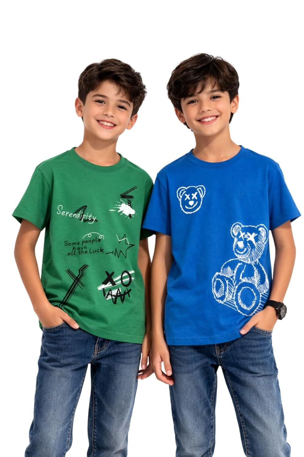 Ninos Dreams Half Sleeves Cotton Boys 2 T-Shirt Combo