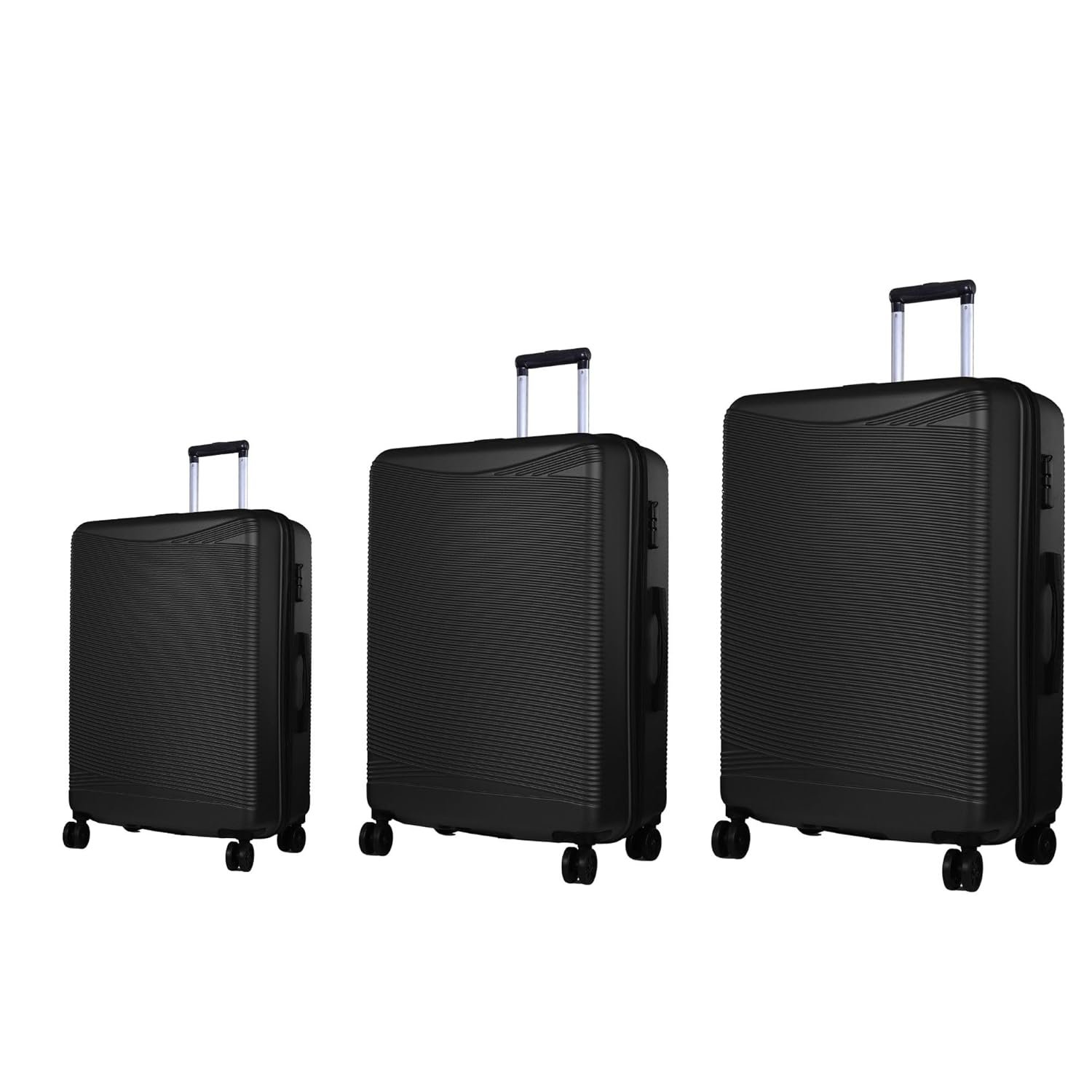 Verage V-Lite Firestone Combo Set of 3 (Cabin + Medium + Large Check-in) Bold Black Hardsided Trolley Bags for Travel, Suitcases with Spinner Wheels, Anti-Theft Luggage (20/24/28 Inche)