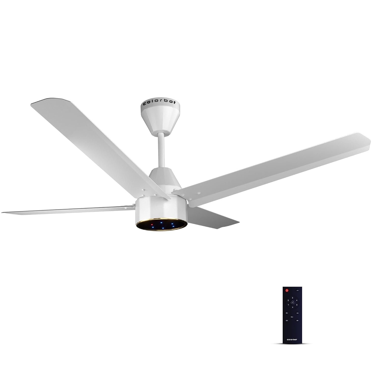 Colorbot Knoxx Quad BLDC Ceiling Fans 1200mm | BEE 5 Star Rated Power Saver | AeroQuiet+ Technology | 370 RPM | Remote Control (Boost, Timer, LED, Reverse Mode) | 4 Years Warranty (Arctic White)