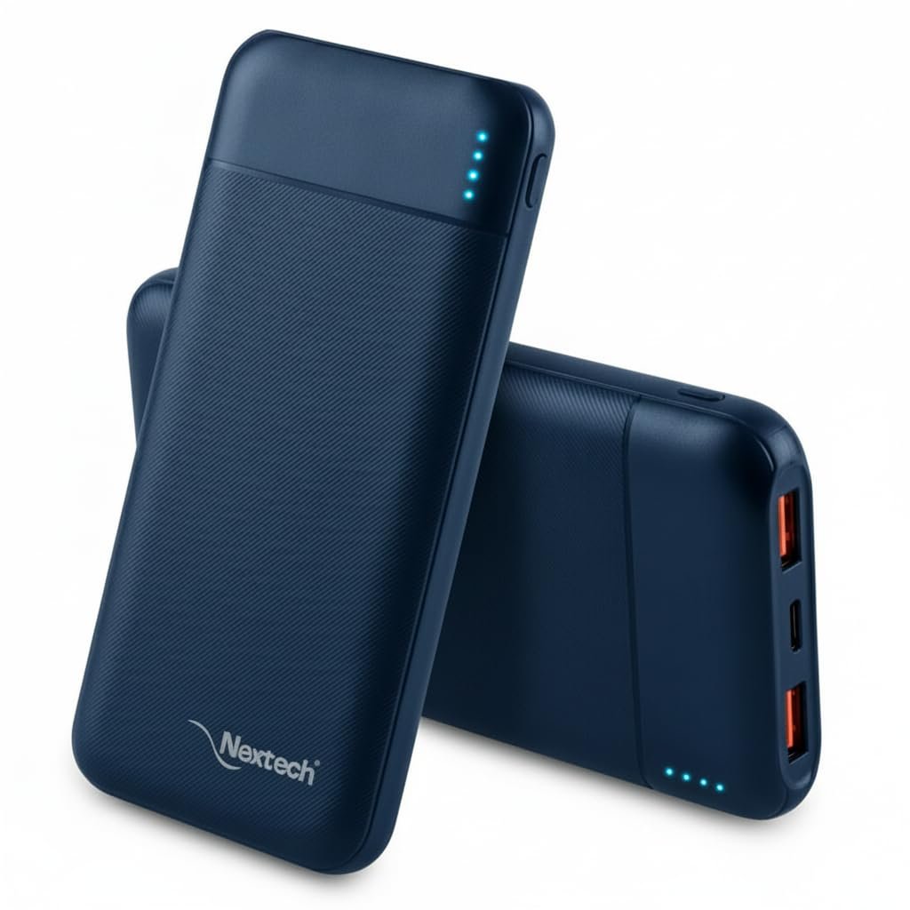Nextech Slender PDQC 22.5W | 10000mAh | Made in India | Fast Charging Powerbank | Ultra Slim Power Bank | Type-C PD & QC 3.0 USB Output | Compact PowerBank for Smartphones | Blue