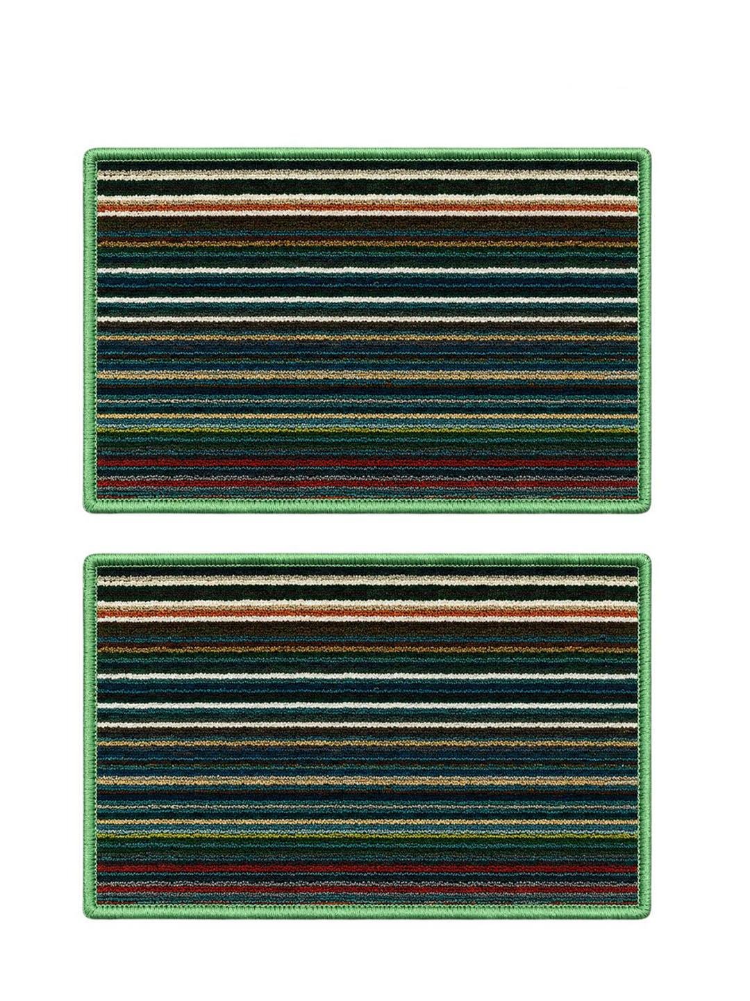 Buy Status Red & Green Striped Anti Slip 2 Pcs Doormats -  - Home for Unisex