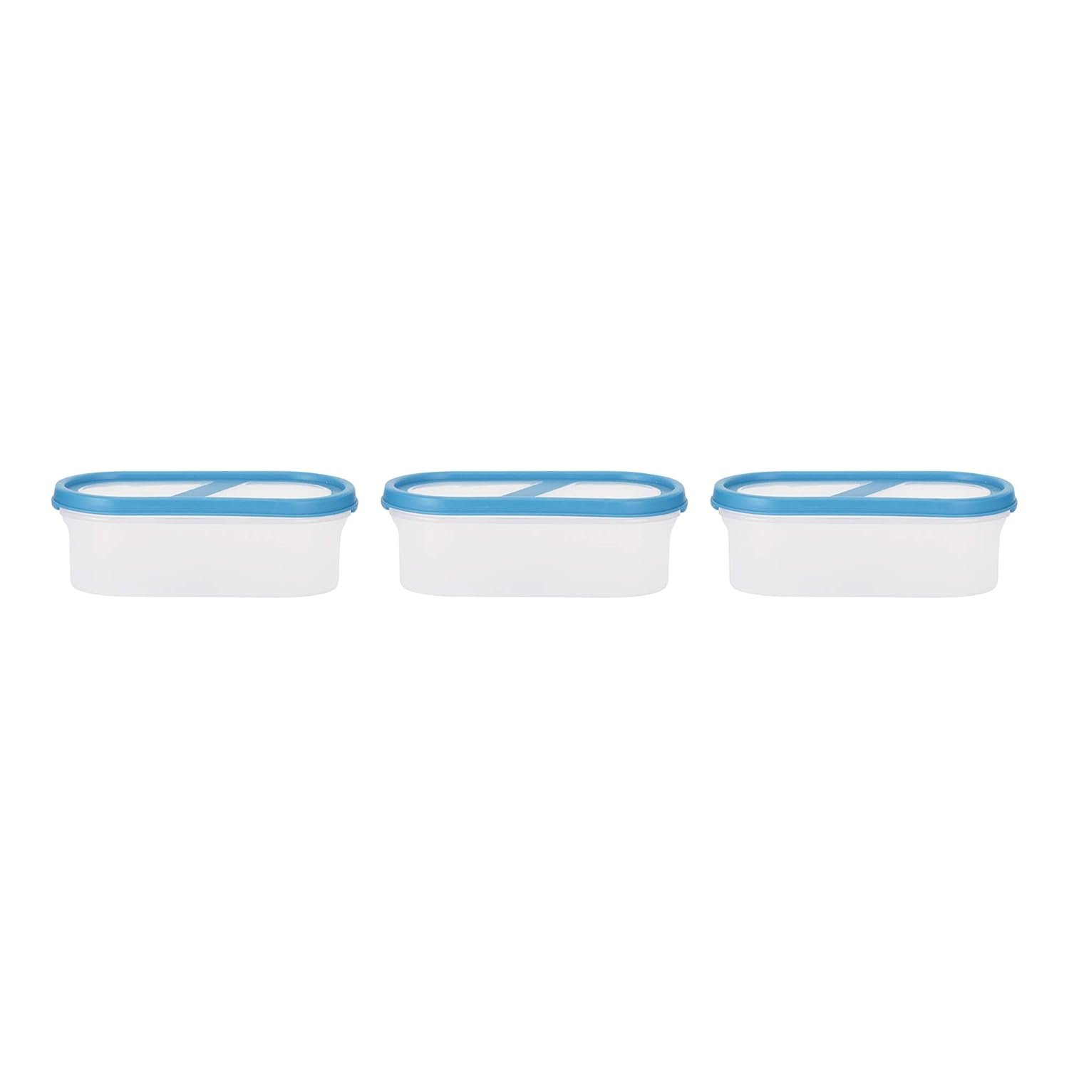 SimpArte 360° AirTight Kitchen Storage Container Set for Rice|Dal|Atta|Flour|Cereals|Pulses|Snacks, Stackable|BPA Free|Modular Design|Set of 3 (525 ml), Sky Blue