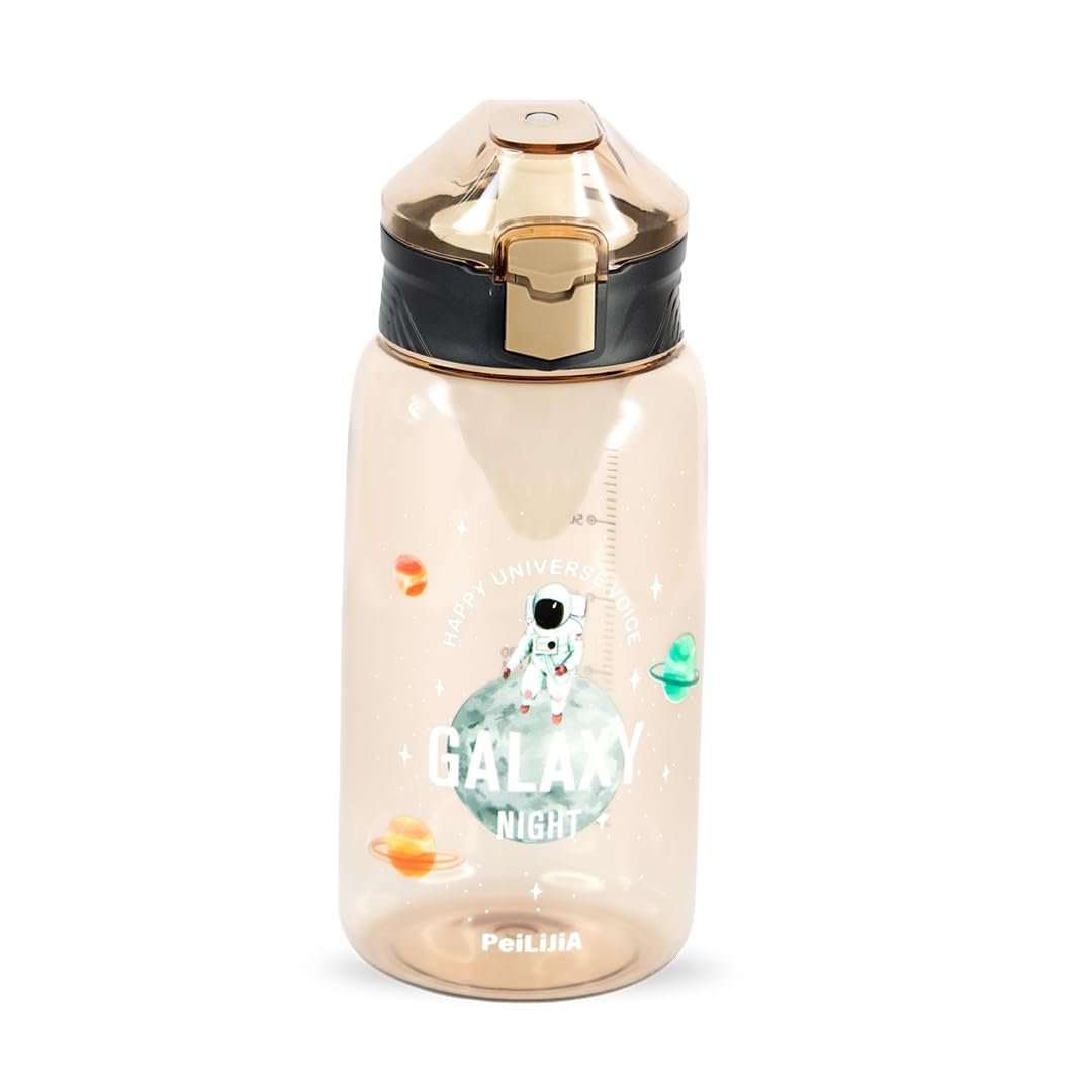 Attro Galaxy Water Bottle a Stylish and Functional 700ml Water Bottlewith Eye-Catching Print & Fruit Infuser Easy to Carry with Grip Handle Airtight,Leakproof,100% Food Grade & Durable-Peanut 