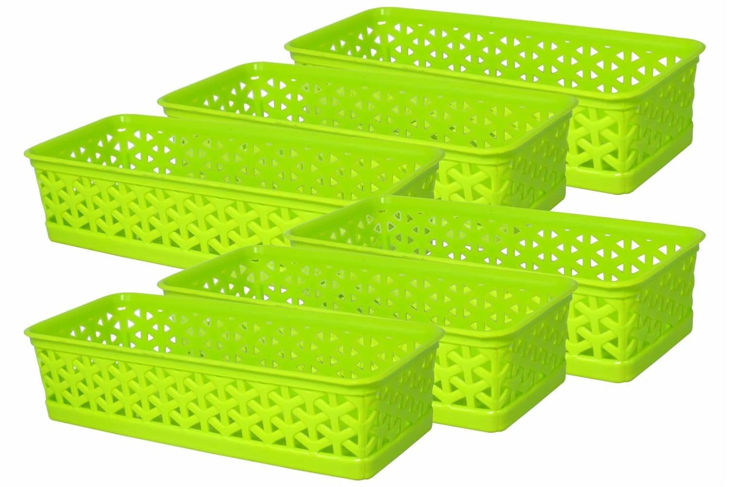 Wonder Plastic Prime Alexa 9 Multipurpose Tokri for Drawer Dividers/Storage Tokri, Set of 6 Pcs, Green Color