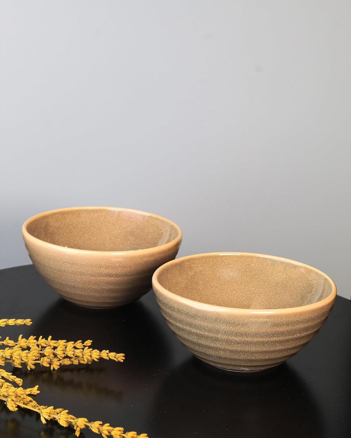 VOLA Organic Big Bowl Set of 2 Aesthetic Design Made with Ceramic (Porcelain) Premium Material Home & Office Use Kitchen & Dining Luxury Tableware Ideal for Gifting Sepia Brown