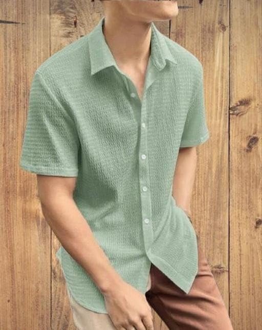 Wonder World 1 Men Shirts Set Short Sleeve Solid Design Comfortable Casual Formal Daily Outfit