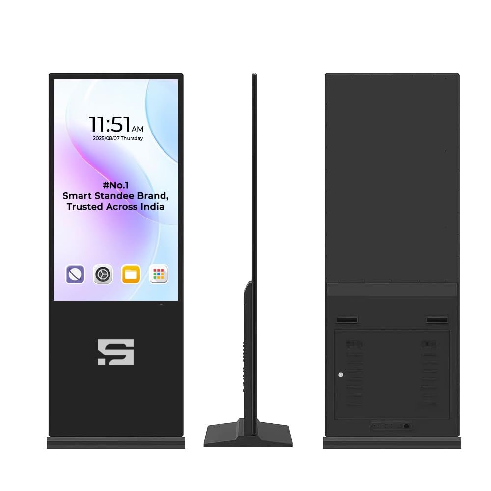 Interactive Vivid Non Touch Screen Digital Standee Kiosk- Android Wi-Fi Floor Stand Digital for Restaurants, Exhibitions,Shopping Malls,Weddings&Real Estate Projects(Touch Screen,55 Inch)