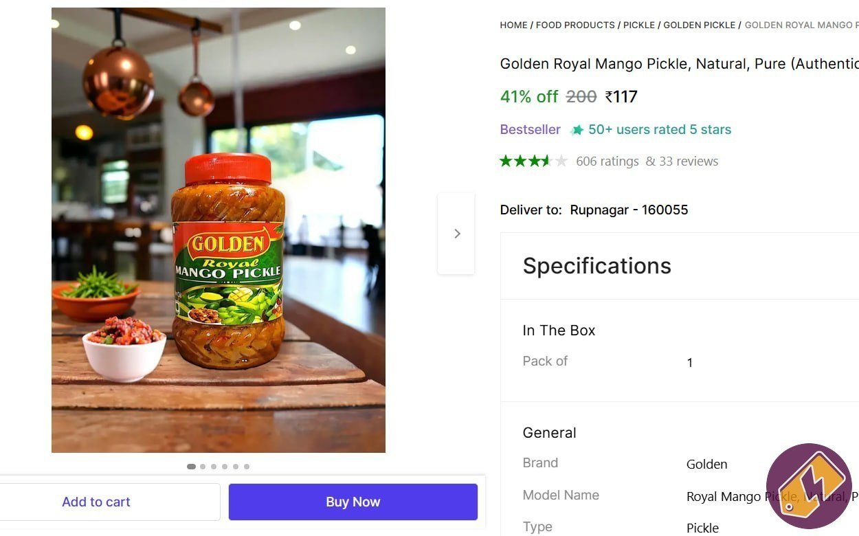 Golden Royal Mango Pickle, Natural, Pure (Authentic Taste Of India) Mango Pickle Price in India - Buy Golden Royal Mango Pickle, Natural, Pure (Authentic Taste Of India) Mango Pickle online at Shopsy.