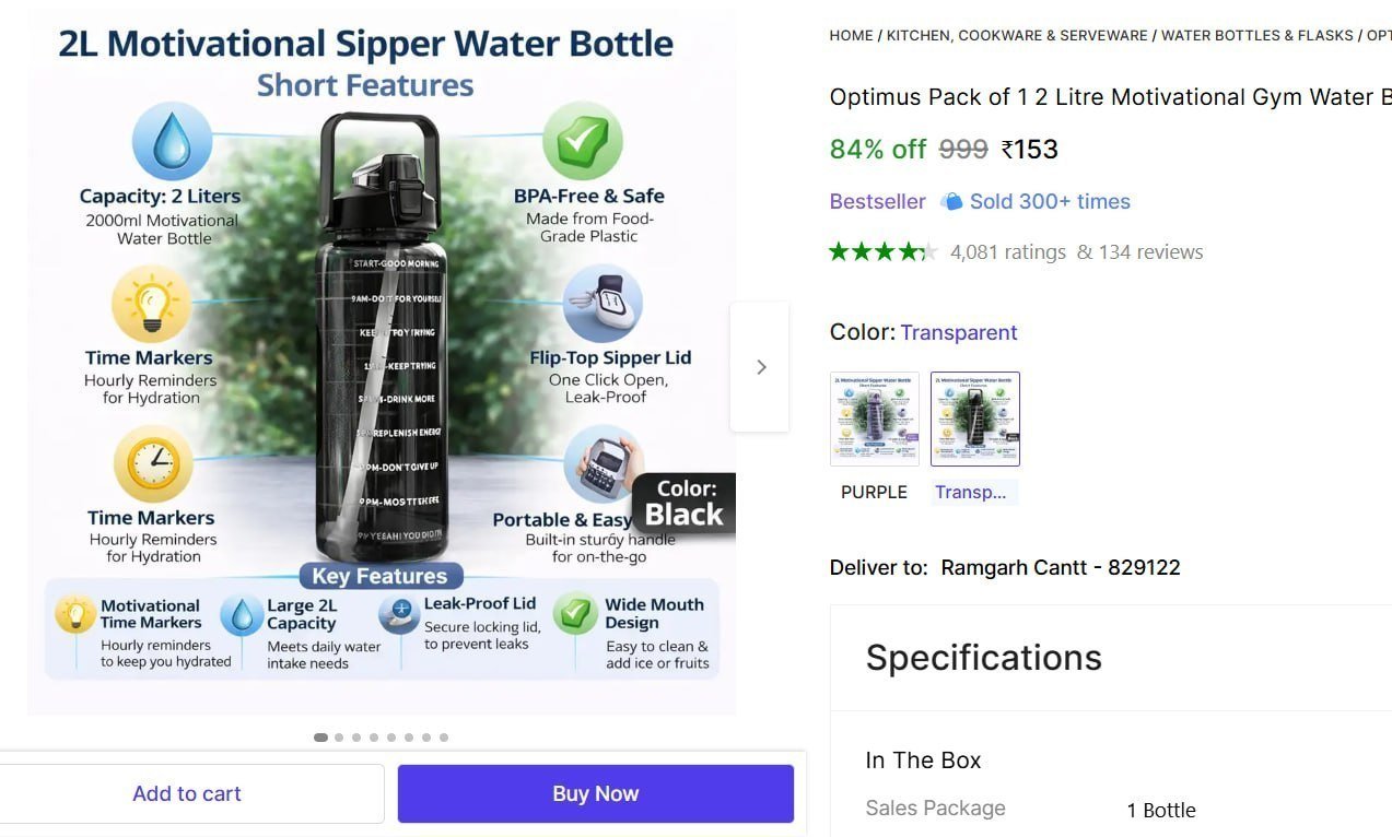 Optimus Pack of 1 2 Litre Motivational Gym Water Bottle with Time Marker,Straw,Leakproof 2000 ml Bottle Plastic Price in India - Buy Optimus Pack of 1 2 Litre Motivational Gym Water Bottle with Time M