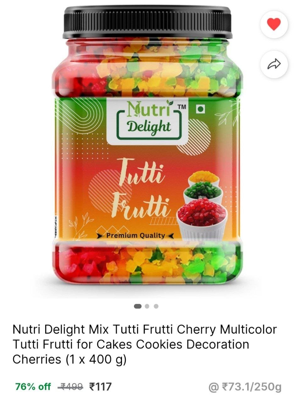Nutri Delight Mix Tutti Frutti Cherry Multicolor Tutti Frutti for Cakes Cookies Decoration Cherries Price in India - Buy Nutri Delight Mix Tutti Frutti Cherry Multicolor Tutti Frutti for Cakes Cookies