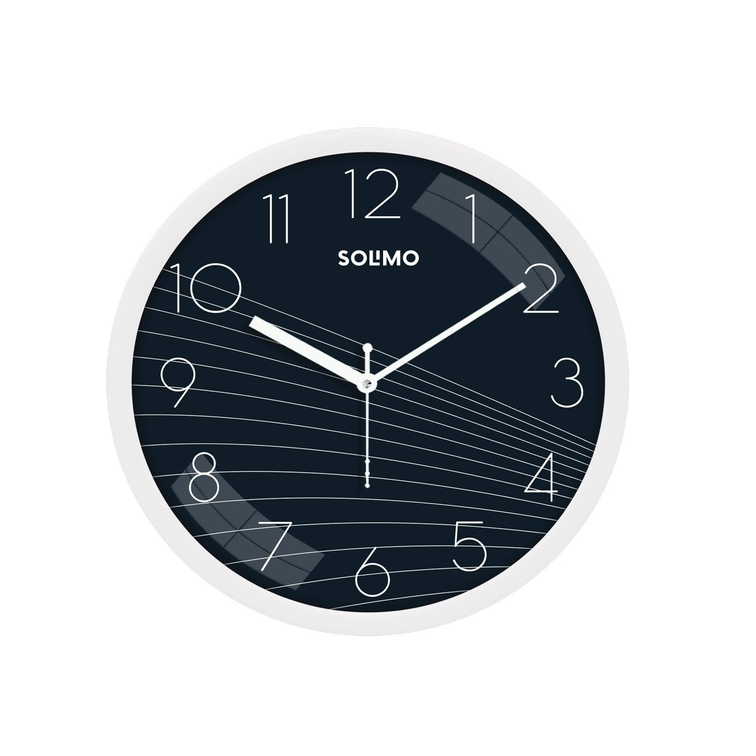 Amazon Brand - Solimo 11-Inch Classic & Modern and Stylish Silent Movement Wall Clock - White & Blue - Analog, Plastic