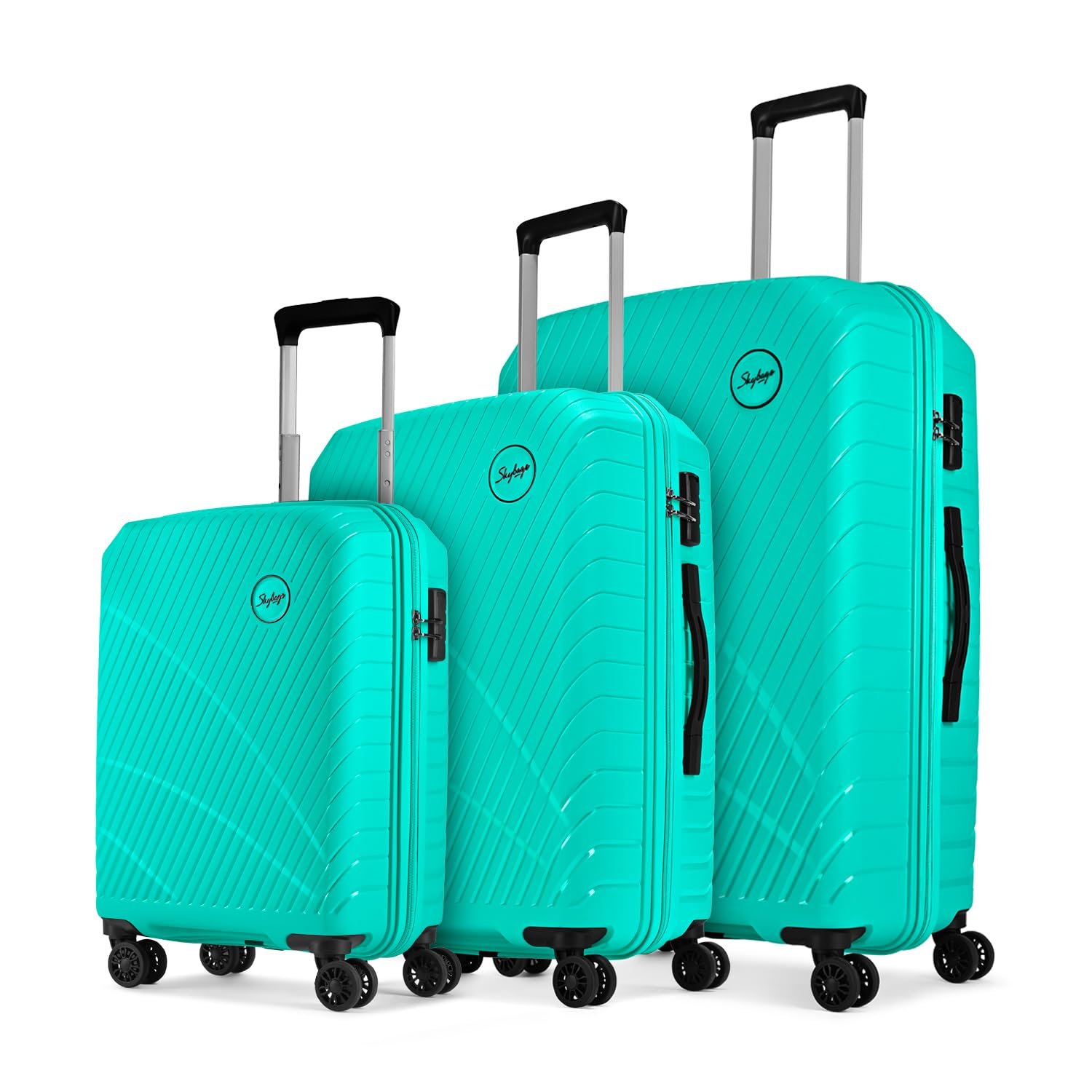 Skybags Streax Set of 3 (S+M+L) Hard Case Trolley Bags, Turquoise