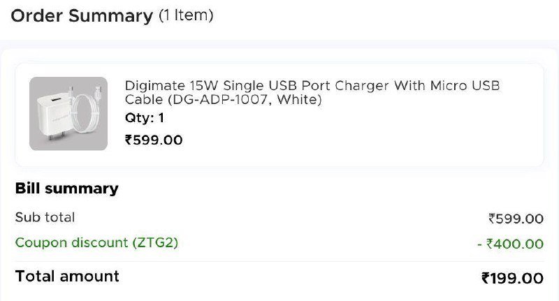Digimate 15W Single USB Port Charger With Micro USB Cable (DG-ADP-1007
