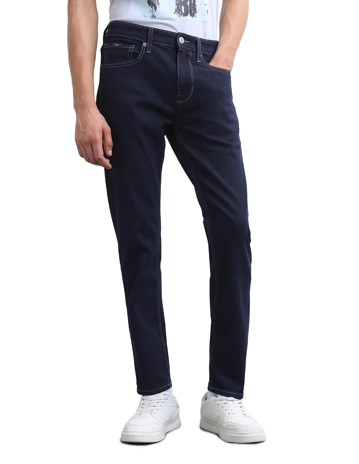 Flying Machine Men's Slim Tapered Fit Jeans| Solid | Mid Rise | Stretchable | Jeans for Man