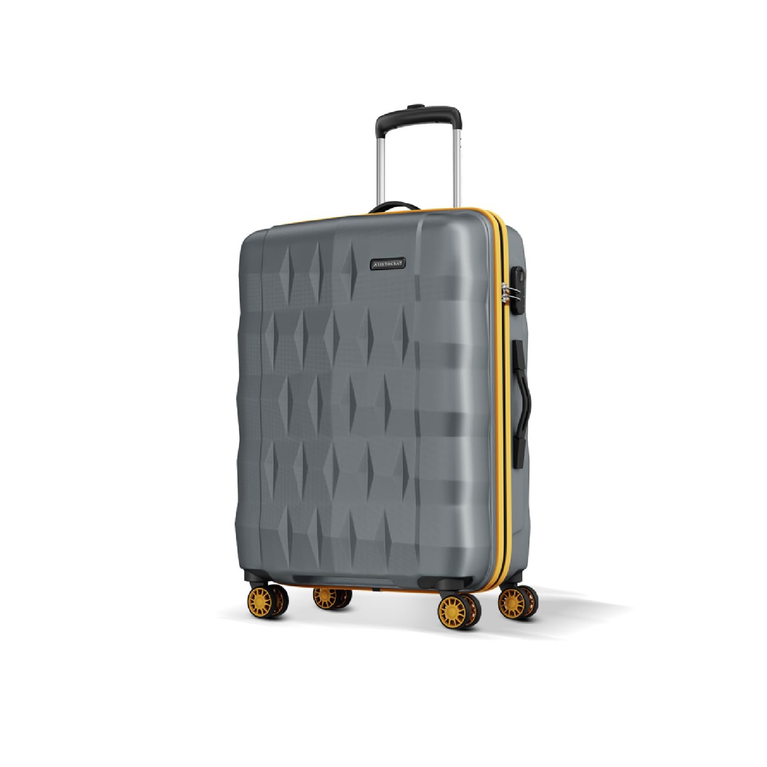 Aristocrat Comet Medium Polycarbonate Hard Case 8-Wheel Trolley Bag, Grey | Durable Case, Spacious Interiors, Combination Lock, Sturdy Zipper, Lightweight Travel Luggage, 3-Year Global Warranty