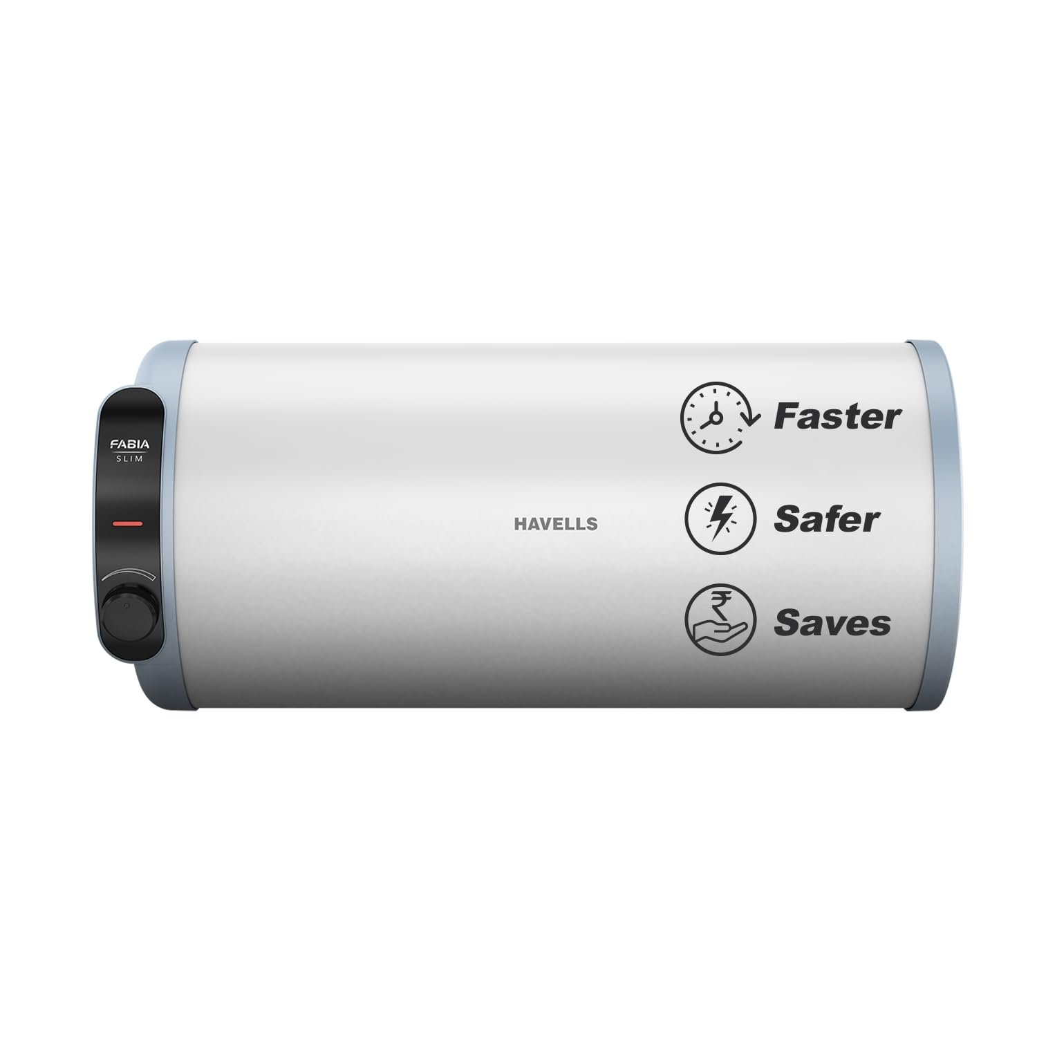 Havells Fabia Slim 10L Horizontal Left Storage Water Heater(Geyser)|Faster Heating|Safer to use|Saves electricity|Anti Rust Tank|Incoloy Element|7 Year Tank Warranty| Free Installation & Flexi Pip