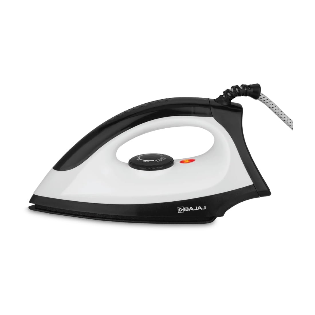 Bajaj Dry Iron DX 15 1000 Watts | Duraglide soleplate with double-layered Anti-Bacterial Non-Stick German coating | Auto-Shut off | Cool touch body | 360° Swivel Cord | 2 Yr Warranty | Black & Whi