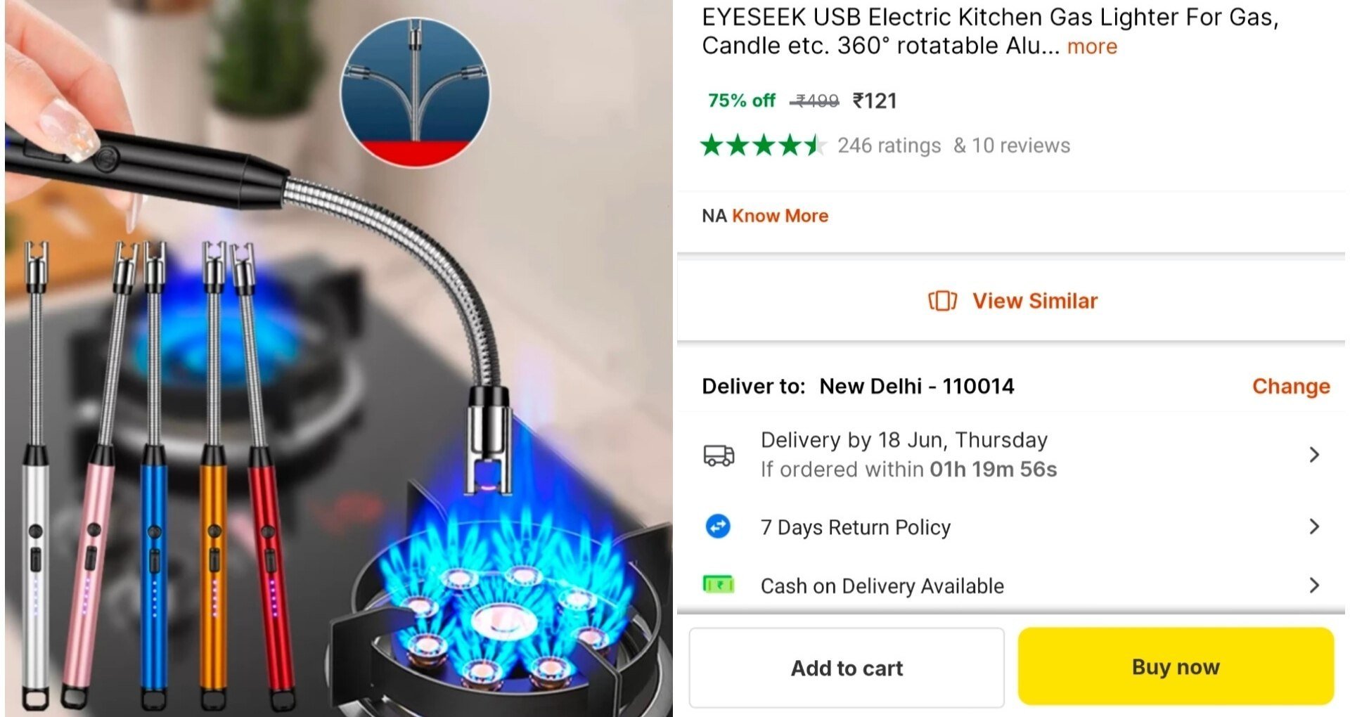 EYESEEK USB Electric Kitchen Gas Lighter For Gas, Candle etc. 360° rotatable Aluminium Gas Lighter Price in India - Buy EYESEEK USB Electric Kitchen Gas Lighter For Gas, Candle etc. 360° rotatable Alu