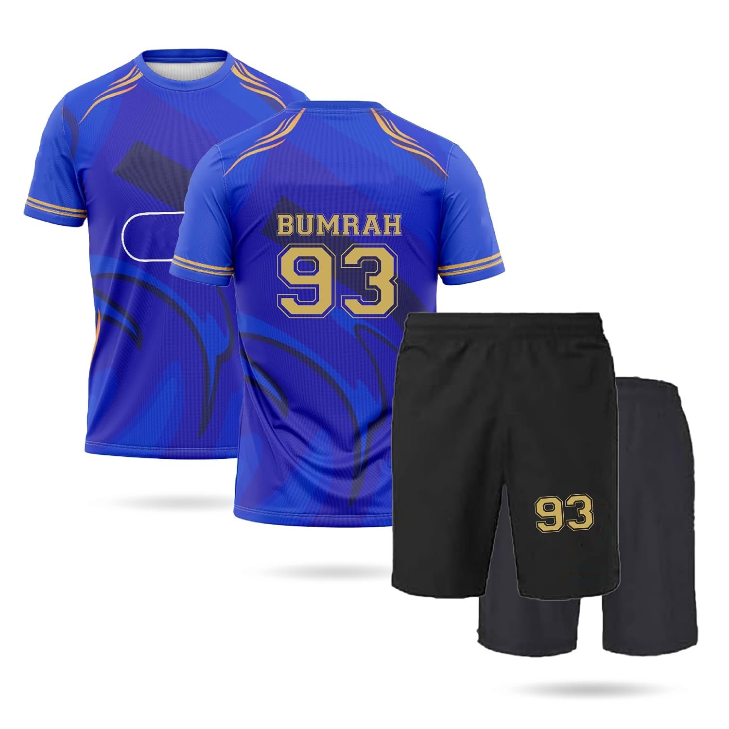Bumrah Sharma Jersey 93 Number Jersey with Shorts Club Team Cricket Jerseys Team Men's Half Sleeve New