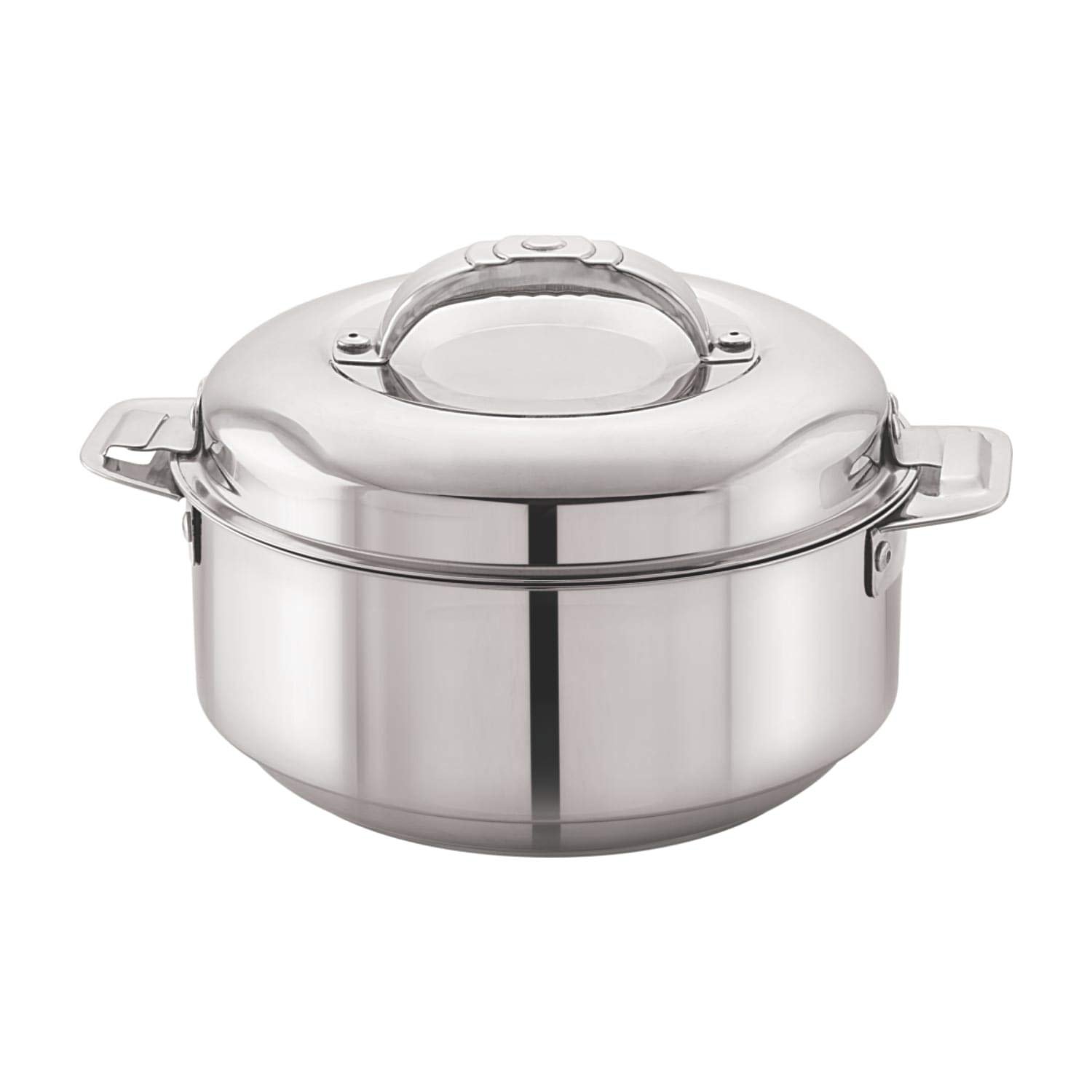 CELLO Maxima Insulated Casserole Hot Pot For Kitchen 2000 ml Silver | Easy to Serve Lightweight Outdoor Safe Keeps Food Hot and Warm Airtight Insulated Casserole Hot Pot Pack Set For Roti Rice Biryani