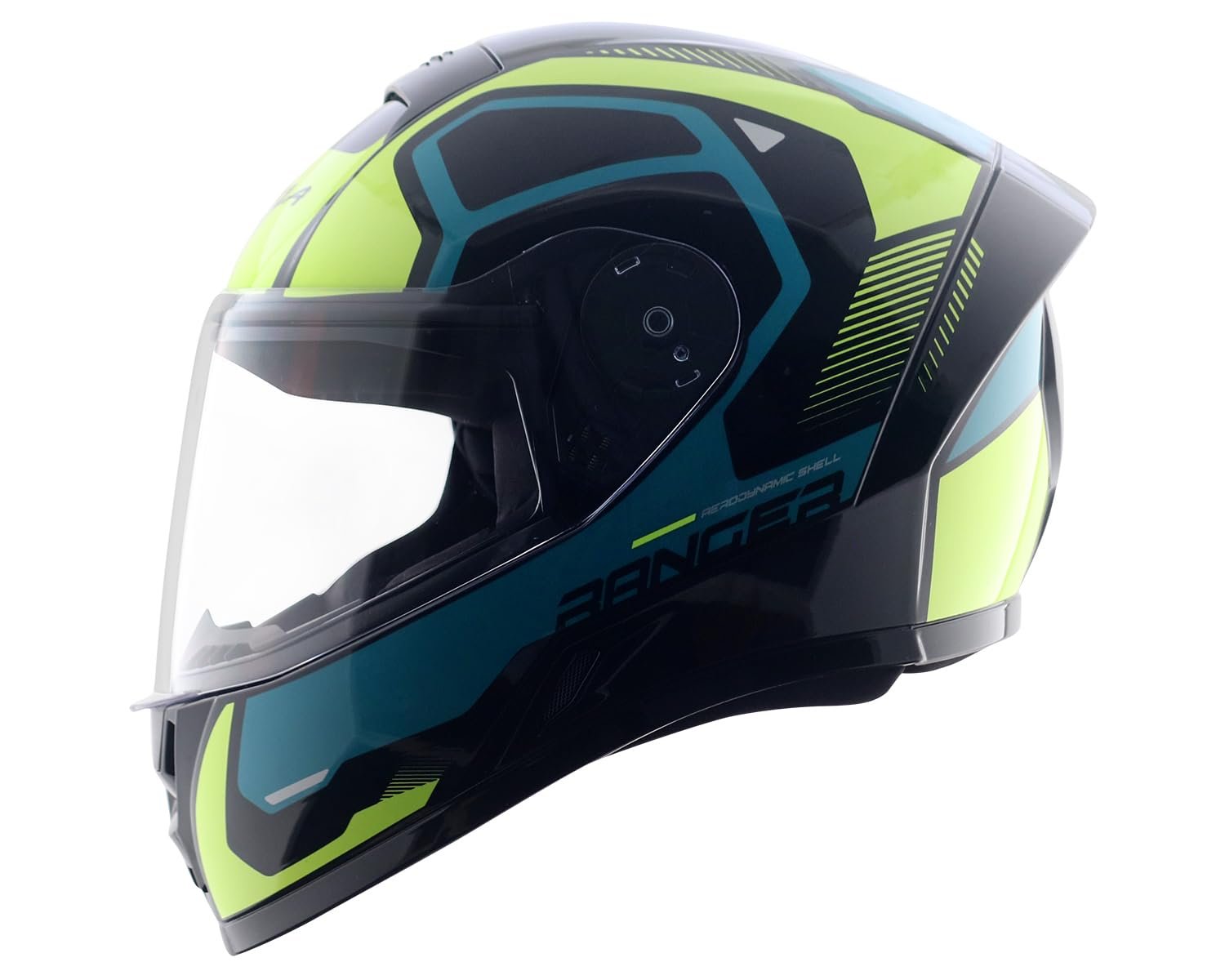 Vega Ranger DX Crew Full Face Riding Helmet with Lightweight Shell, Comfortable Liner, Shock Absorbing Interior, Ventilated Fit, Aerodynamic Build, and Modern Black Neon Yellow Styling Black Neon Yell