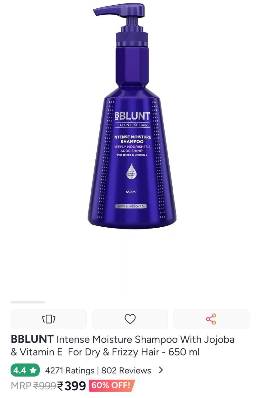 Buy BBLUNT Intense Moisture Shampoo With Jojoba & Vitamin E  For Dry & Frizzy Hair   650 Ml -  - Personal Care for Unisex